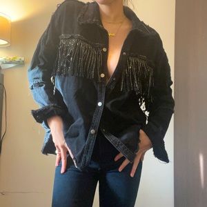 Zara denim jacket with beads